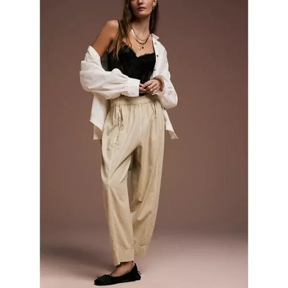 Free People Preppy Poplin Pull On Pants / Birch NWT (S) - Picture 5 of 8